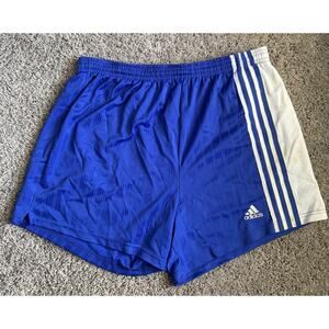 Adidas Retro Logo Men's Athletic Mesh soccer Shorts Blue White Striped Size L